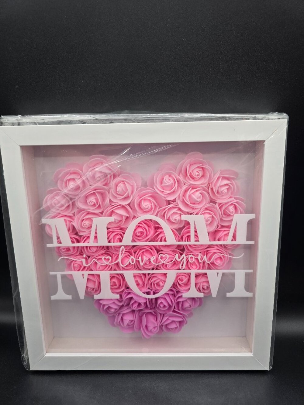 NIB Mom We Love You Flower Shadow Box 3D Rose Frame Gift Decor